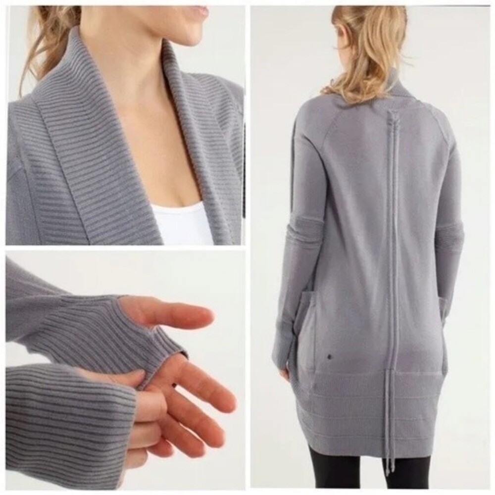 Lululemon Gray Transformation Wrap Open Front Cardigan Sweater 6 - Picture 4 of 9
